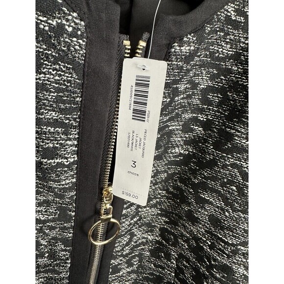 Chicos Jacquard Jacket Womens Size 3 XL Black White Full Zip Long Sleeve Knit - Picture 6 of 8